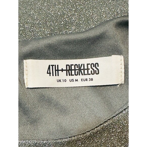 4th & Reckless Size M One Shoulder Ruched Metallic Dress Occasion Flattering - Picture 13 of 14